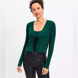 LOFT Velvet Tie Cardigan
